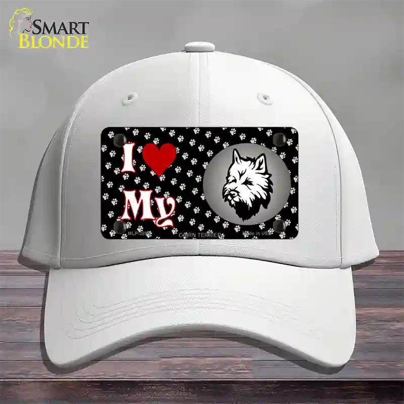 I Love My Cairn Terrier Novelty License Plate Hat Cotton / White