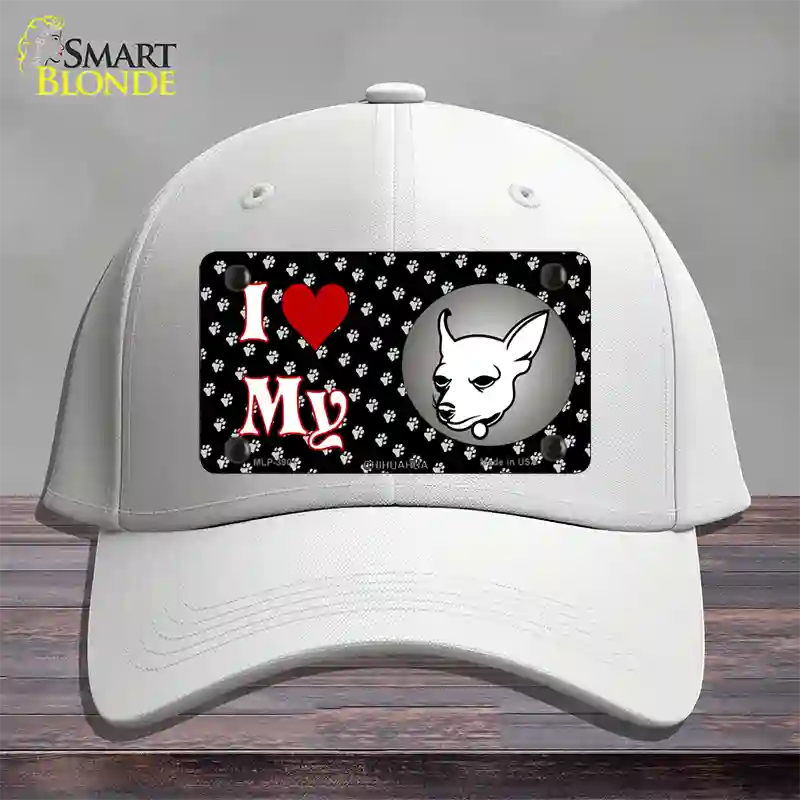 I Love My Chihuahua Novelty License Plate Hat Cotton / White