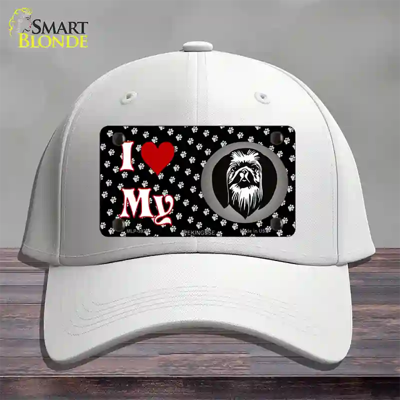 I Love My Pekingese Novelty License Plate Hat Cotton / White