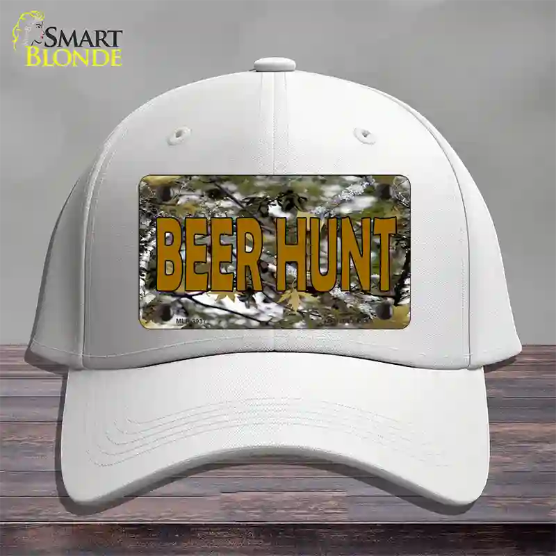 Beer Hunt Novelty License Plate Hat Cotton / White