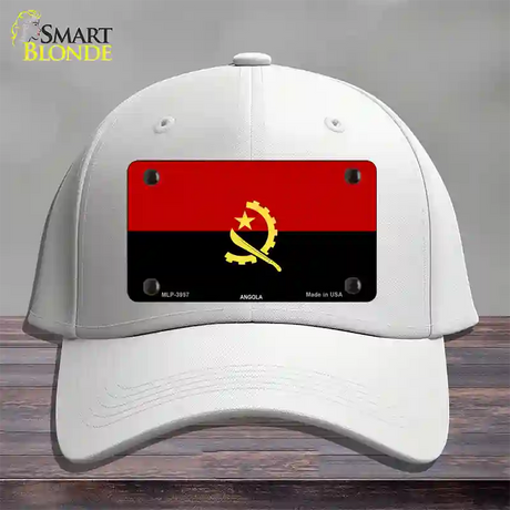 Angola Flag Novelty License Plate Hat Cotton / White