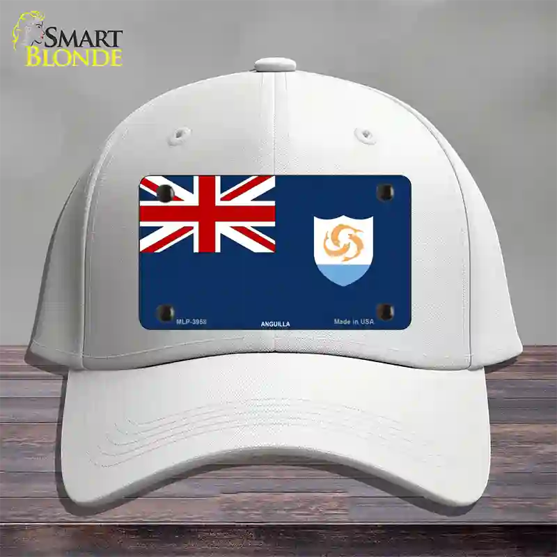 Anguilla Flag Novelty License Plate Hat Cotton / White