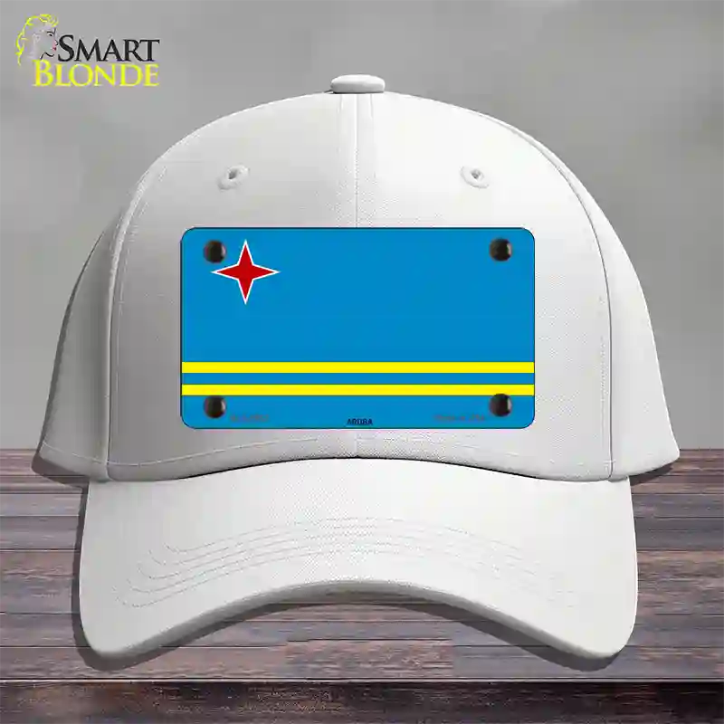 Aruba Flag Novelty License Plate Hat Cotton / White