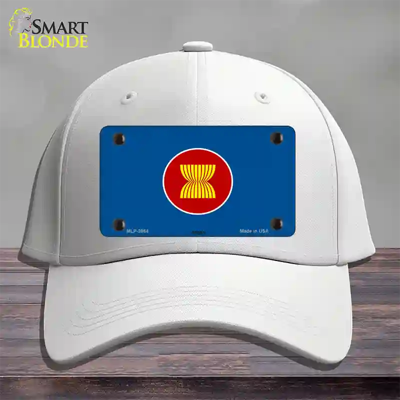 Asean Flag Novelty License Plate Hat Cotton / White