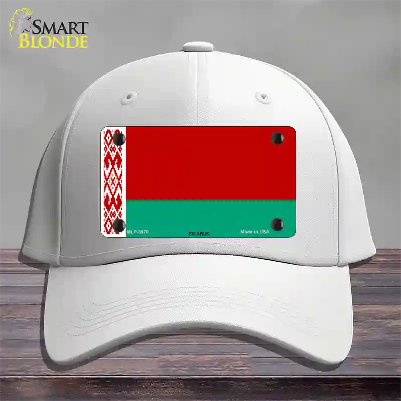 Belarus Flag Novelty License Plate Hat Cotton / White