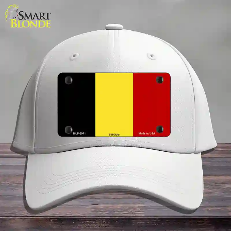 Belgium Flag Novelty License Plate Hat Cotton / White