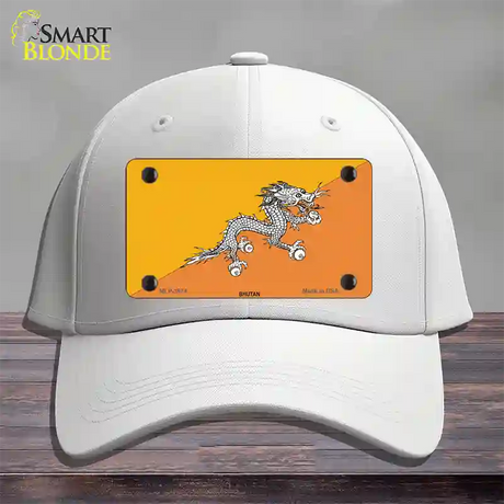 Bhutan Flag Novelty License Plate Hat Cotton / White