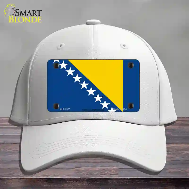 Bosnia Herzegovina Flag Novelty License Plate Hat Cotton / White