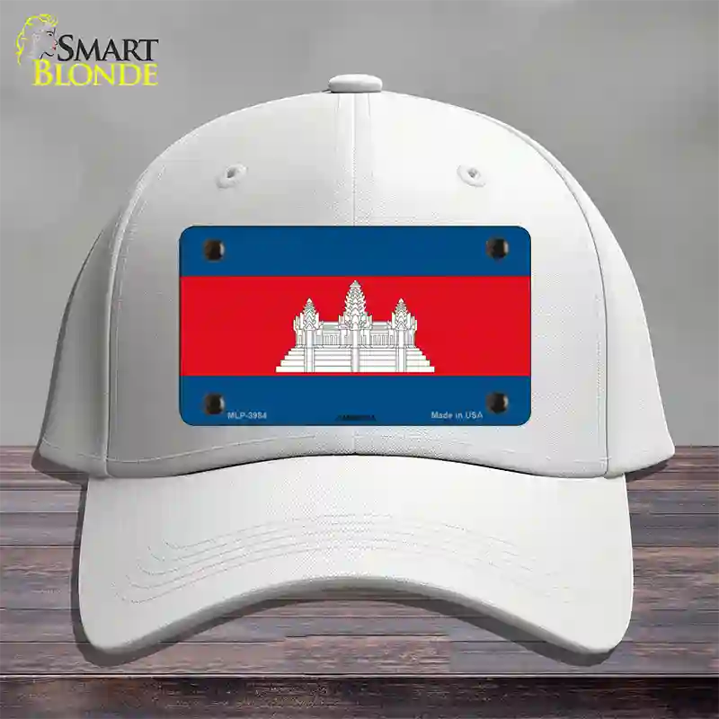 Cambodia Flag Novelty License Plate Hat Cotton / White