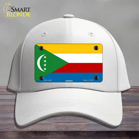 Comoros Flag Novelty License Plate Hat Cotton / White