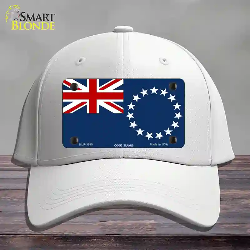 Cook Island Flag Novelty License Plate Hat Cotton / White