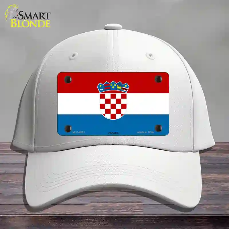 Croatia Flag Novelty License Plate Hat Cotton / White