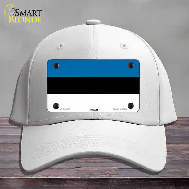 Estonia Flag Novelty License Plate Hat Cotton / White