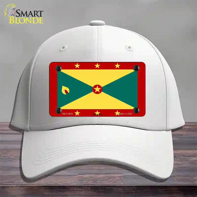 Grenada Flag Novelty License Plate Hat Cotton / White