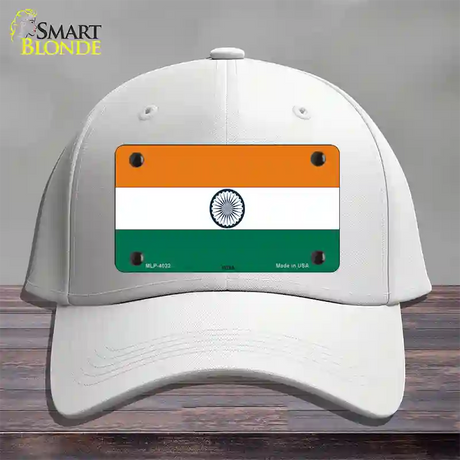 India Flag Novelty License Plate Hat Cotton / White