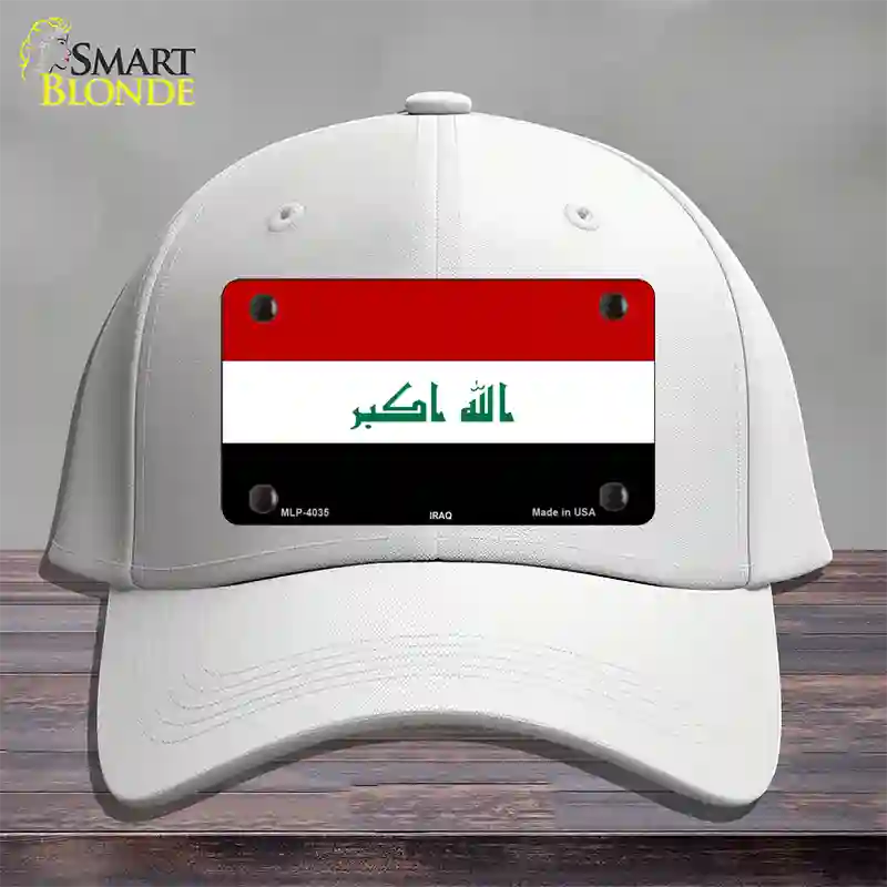 Iraq Flag Novelty License Plate Hat Cotton / White