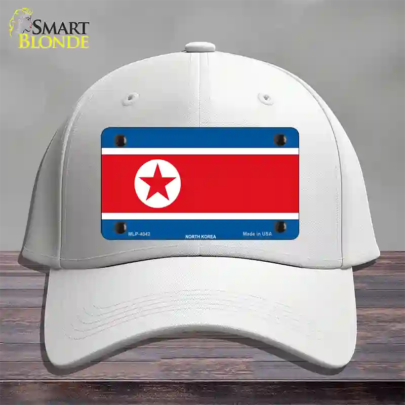 North Korea Flag Novelty License Plate Hat Cotton / White