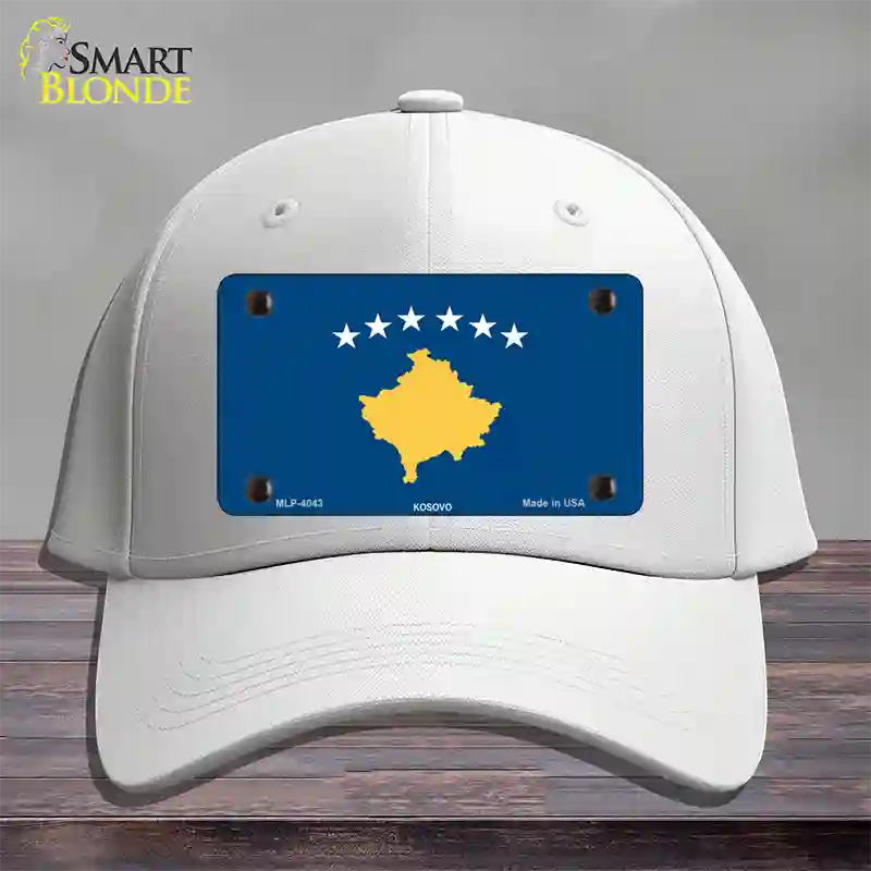 Kosovo Flag Novelty License Plate Hat Cotton / White