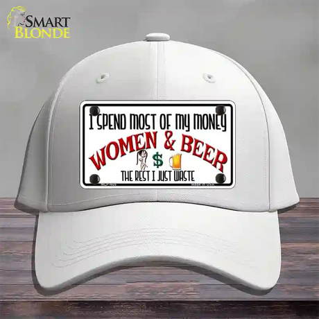 Money On Women And Beer Novelty License Plate Hat Cotton / White