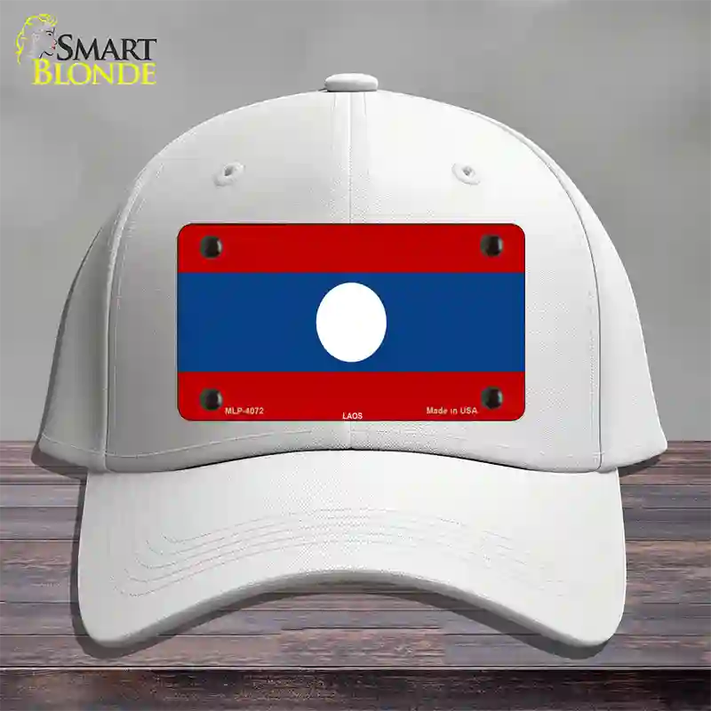 Laos Flag Novelty License Plate Hat Cotton / White