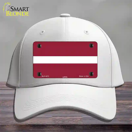 Latvia Flag Novelty License Plate Hat Cotton / White