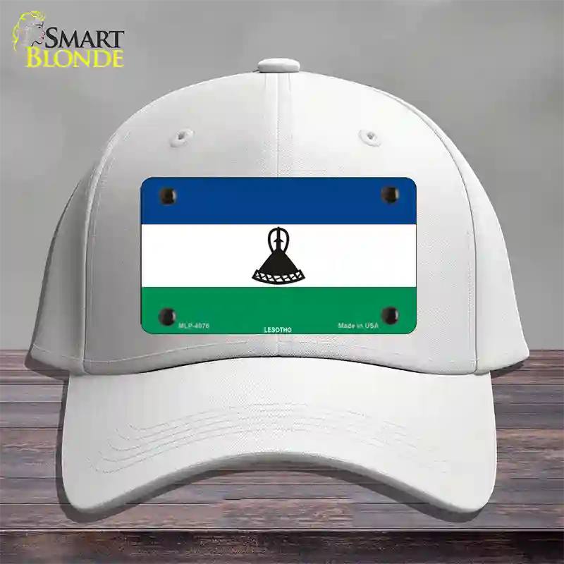 Lesotho Flag Novelty License Plate Hat Cotton / White