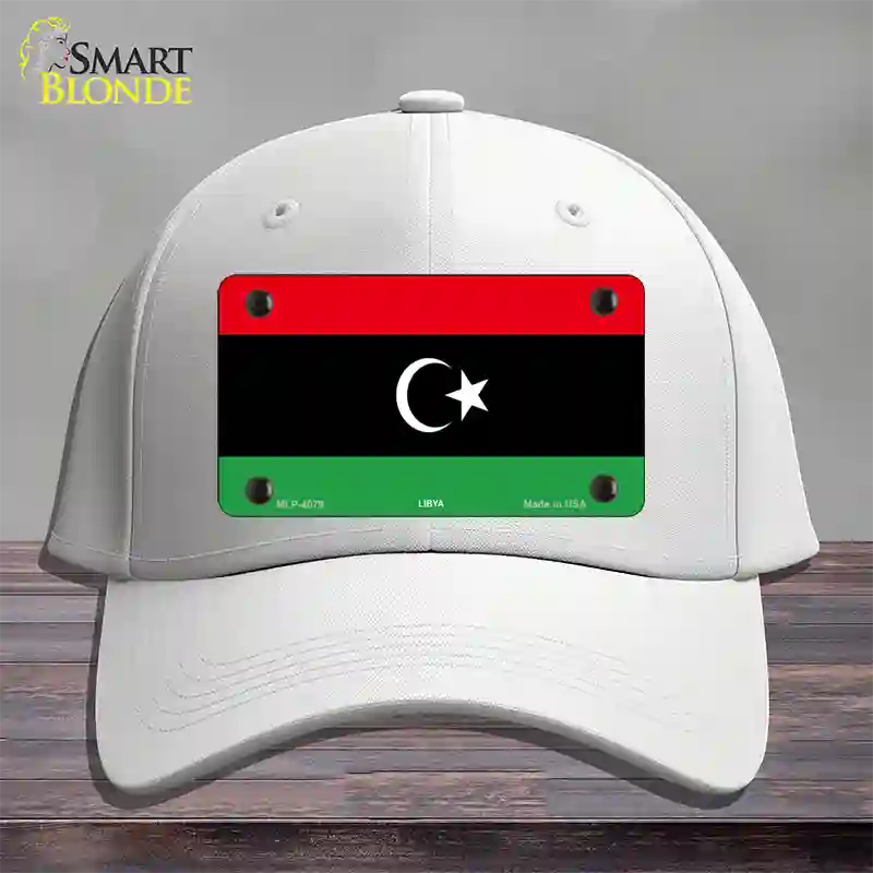 Libya Flag Novelty License Plate Hat Cotton / White