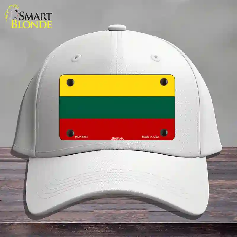 Lithuania Flag Novelty License Plate Hat Cotton / White