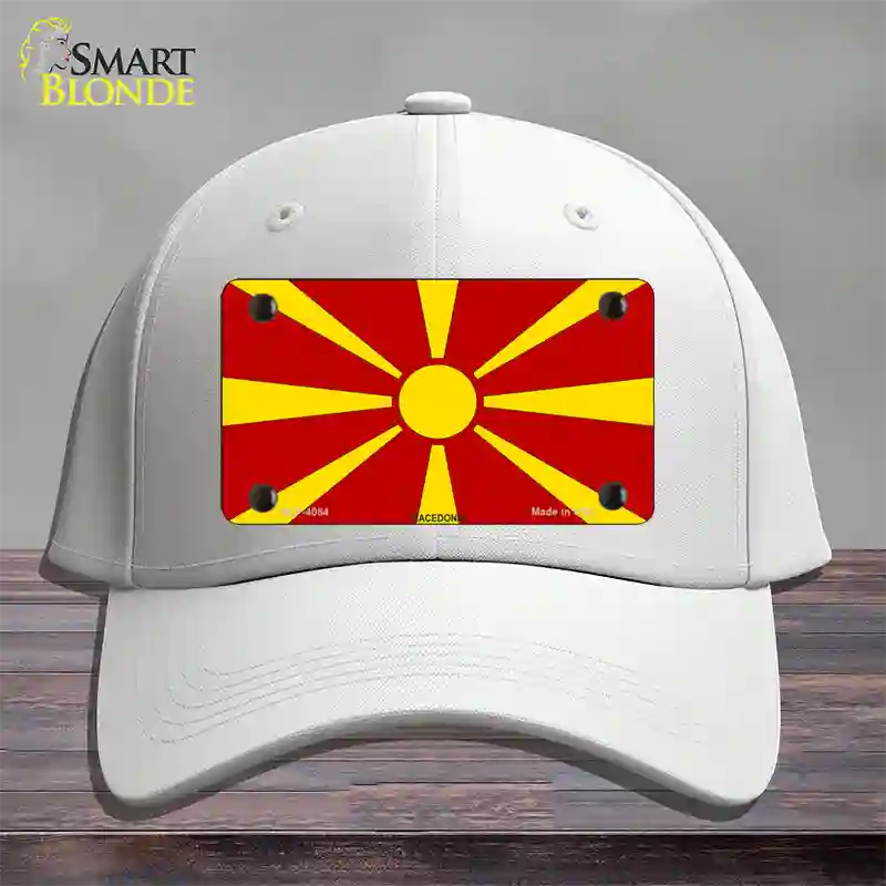 Macedonia Flag Novelty License Plate Hat Cotton / White