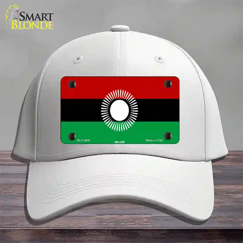 Malawi Flag Novelty License Plate Hat Cotton / White