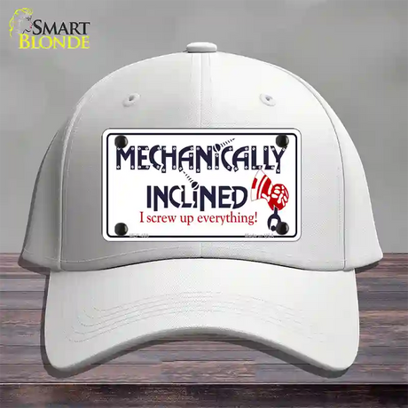 Mechanically Inclined Novelty License Plate Hat Cotton / White