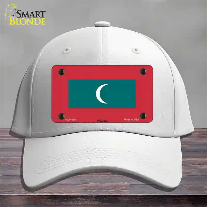 Maldives Flag Novelty License Plate Hat Cotton / White