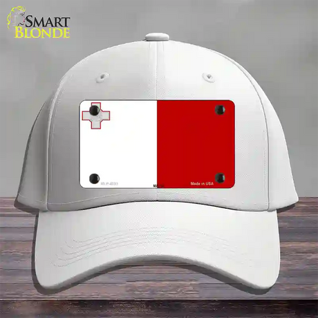 Malta Flag Novelty License Plate Hat Cotton / White