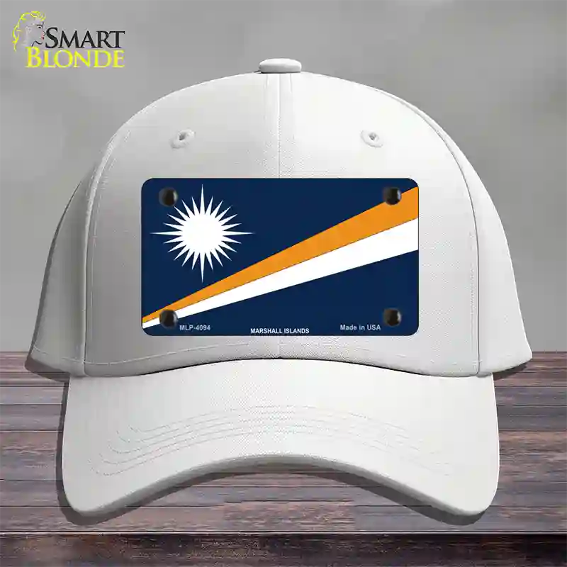 Marshall Islands Flag Novelty License Plate Hat Cotton / White