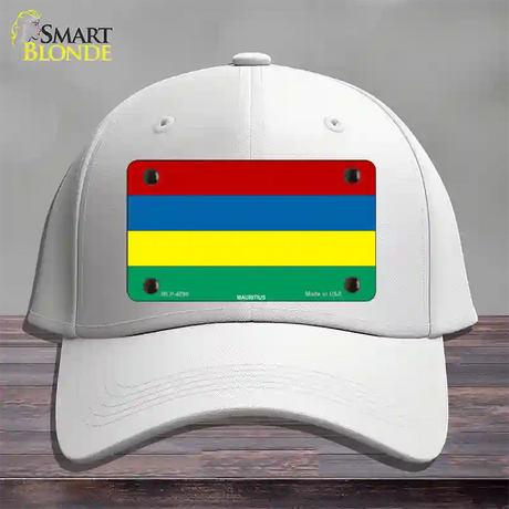 Mauritius Flag Novelty License Plate Hat Cotton / White