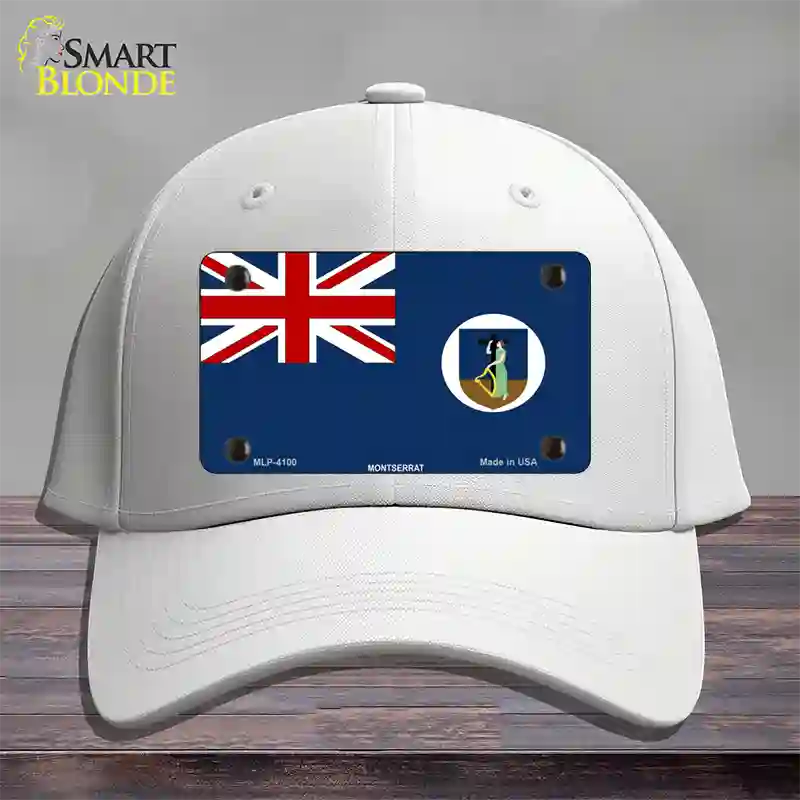 Montserrat Flag Novelty License Plate Hat Cotton / White