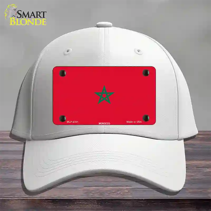 Morocco Flag Novelty License Plate Hat Cotton / White