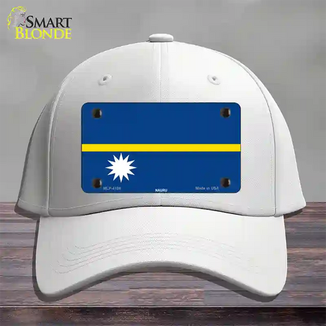 Nauru Flag Novelty License Plate Hat Cotton / White