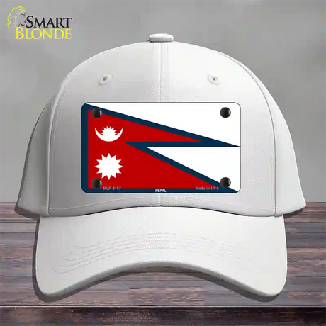 Nepal Flag Novelty License Plate Hat Cotton / White