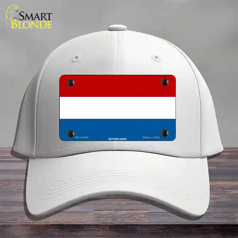 Netherlands Flag Novelty License Plate Hat Cotton / White