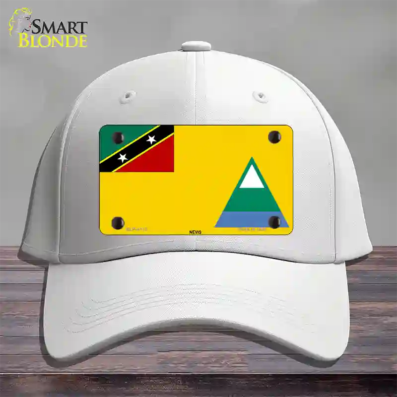 Nevis Flag Novelty License Plate Hat Cotton / White