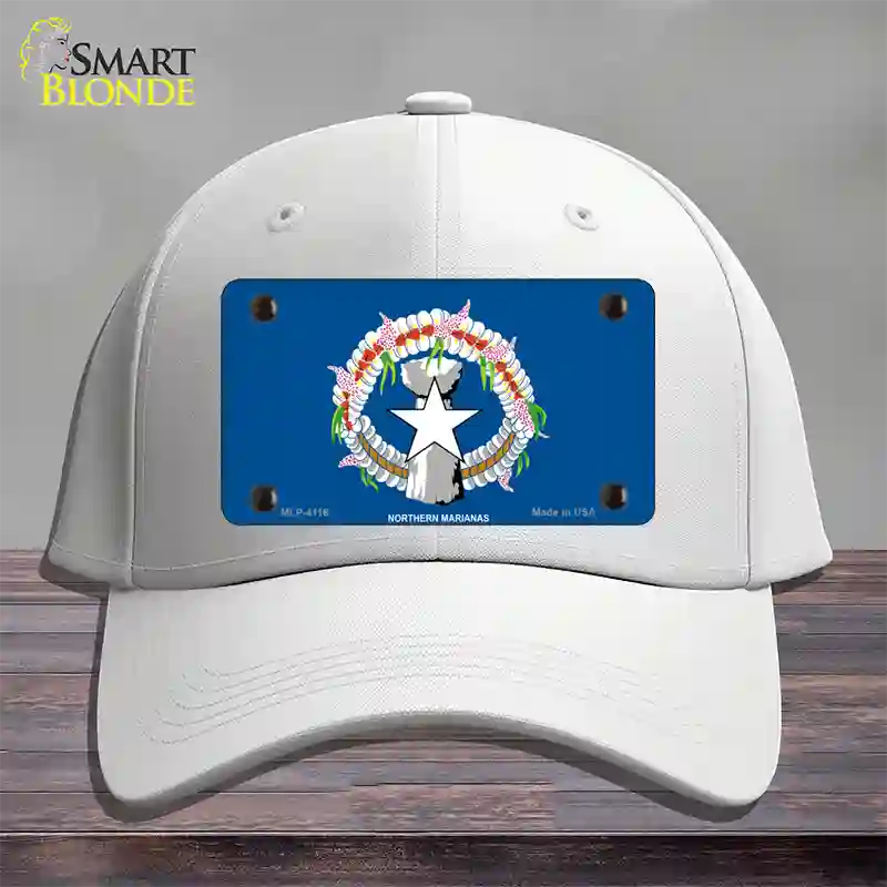 Northern Marianas Flag Novelty License Plate Hat Cotton / White