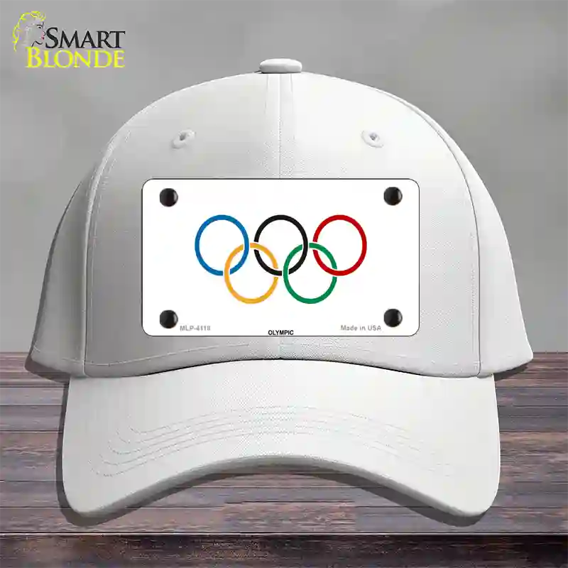 Olympic Flag Novelty License Plate Hat Cotton / White