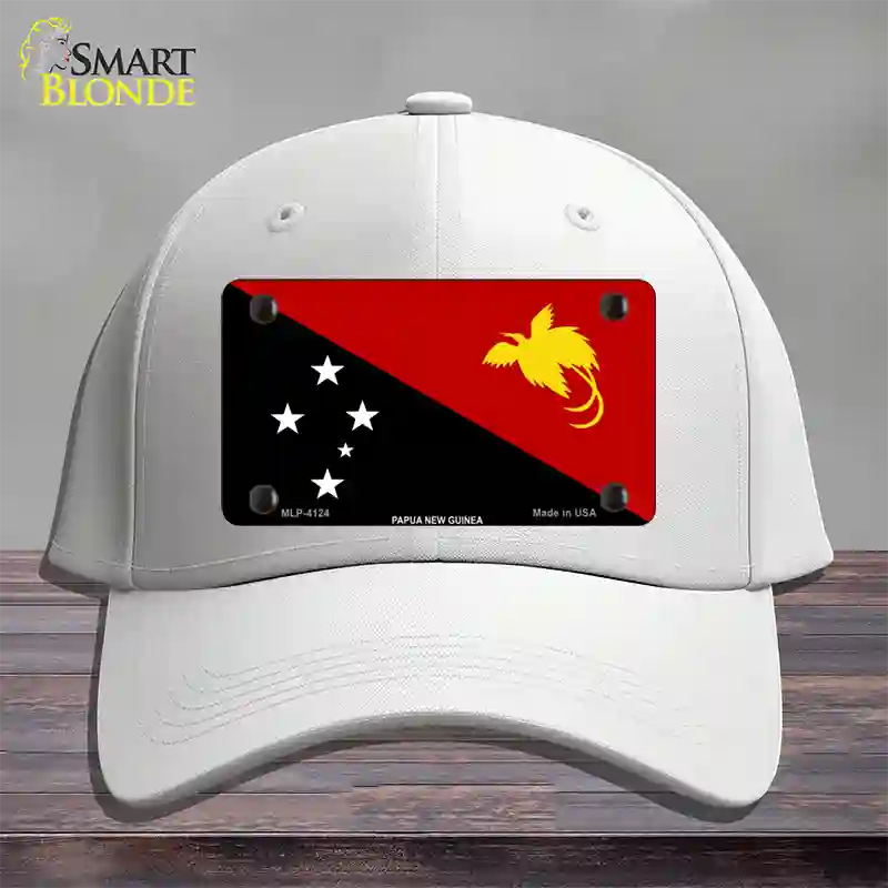 Papua New Guinea Flag Novelty License Plate Hat Cotton / White