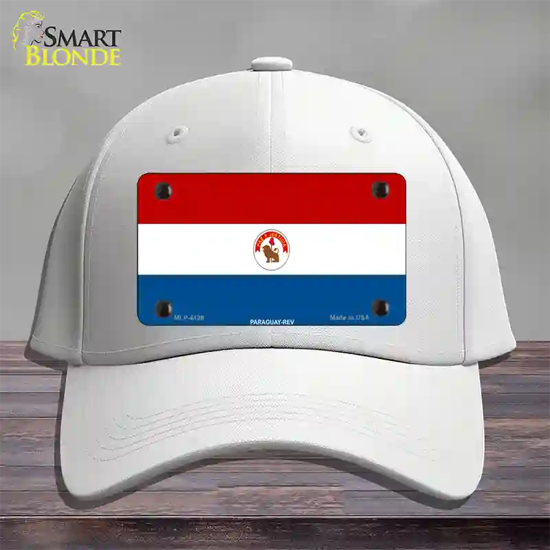 Paraguay-REV Flag Novelty License Plate Hat Cotton / White