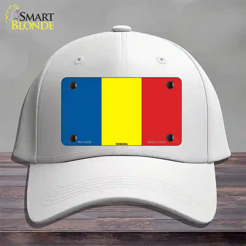 Romania Flag Novelty License Plate Hat Cotton / White