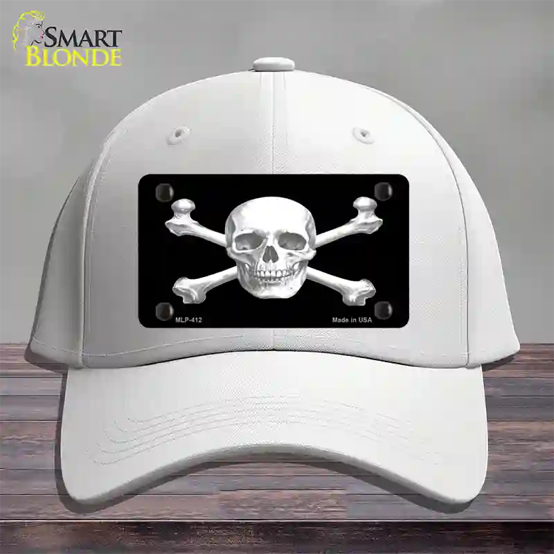 Skull And Cross Bones Novelty License Plate Hat Cotton / White