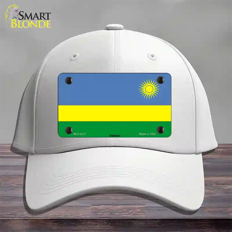 Rwanda Flag Novelty License Plate Hat Cotton / White