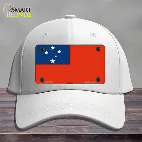 Samoa Flag Novelty License Plate Hat Cotton / White