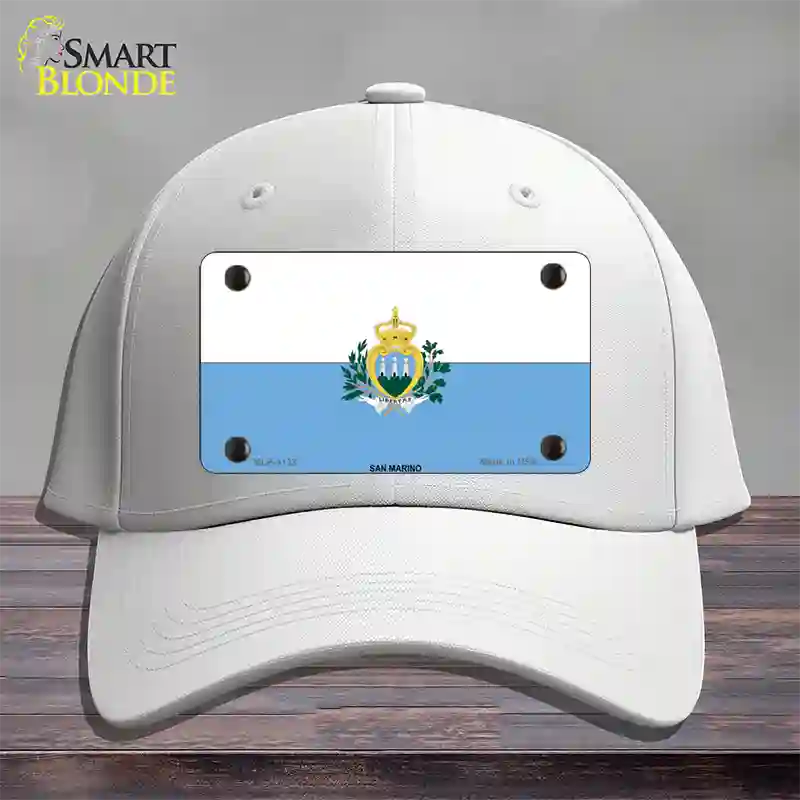 San Marino Flag Novelty License Plate Hat Cotton / White